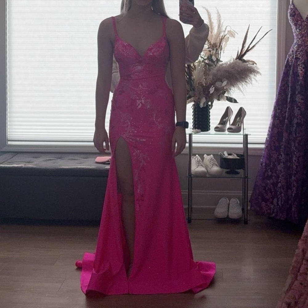 Hot pink prom dress